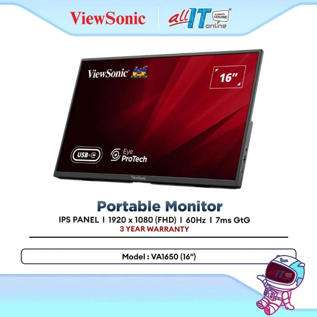 ViewSonic VA1650 16" FHD IPS Type-C Portable Monitor