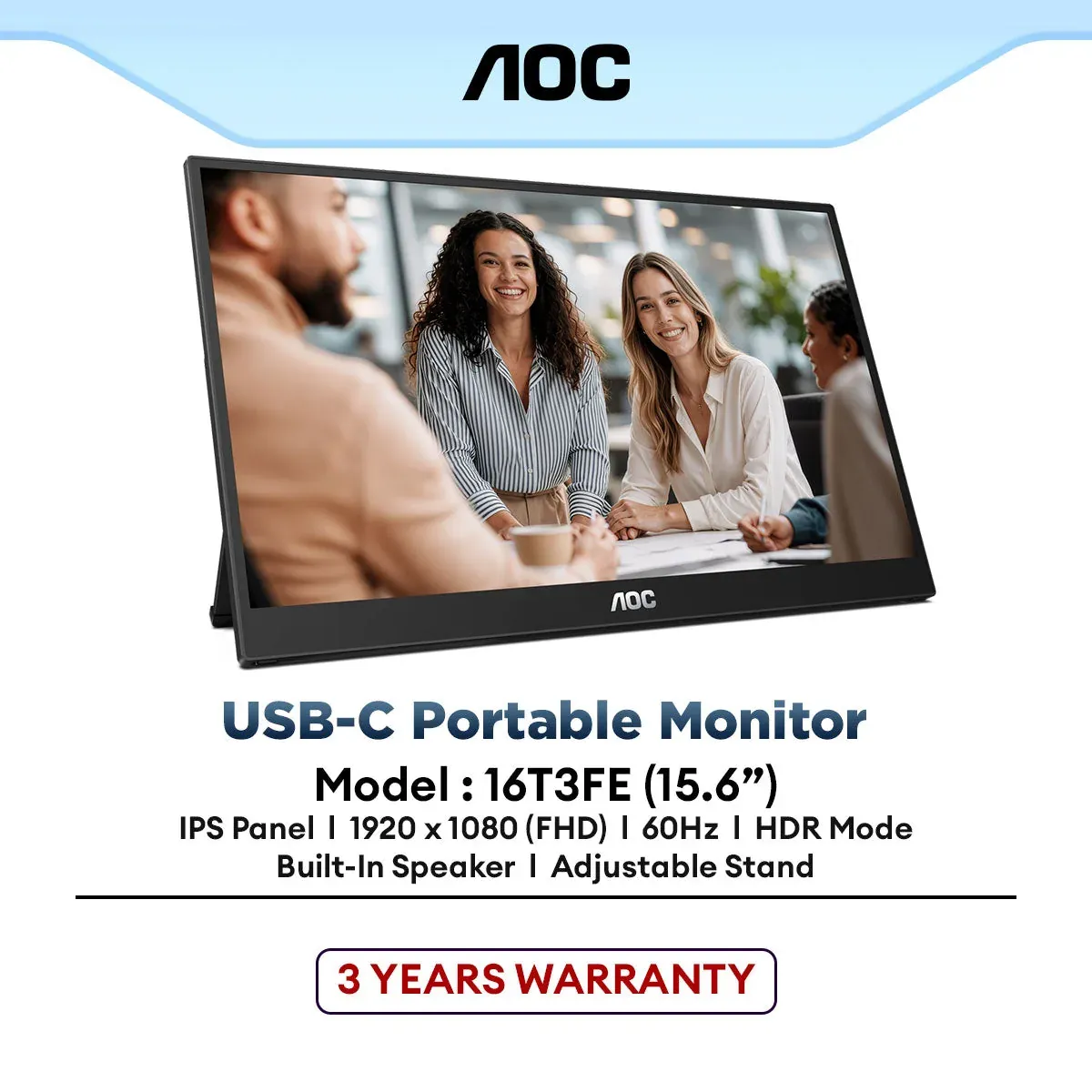 AOC 16T3FE 15.6" FHD IPS USB-C Portable Monitor